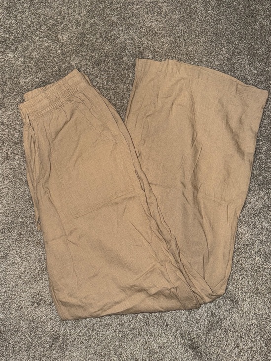 Thread & Supply Pants - thread + supply beige/tan linen pants with elastic waistband